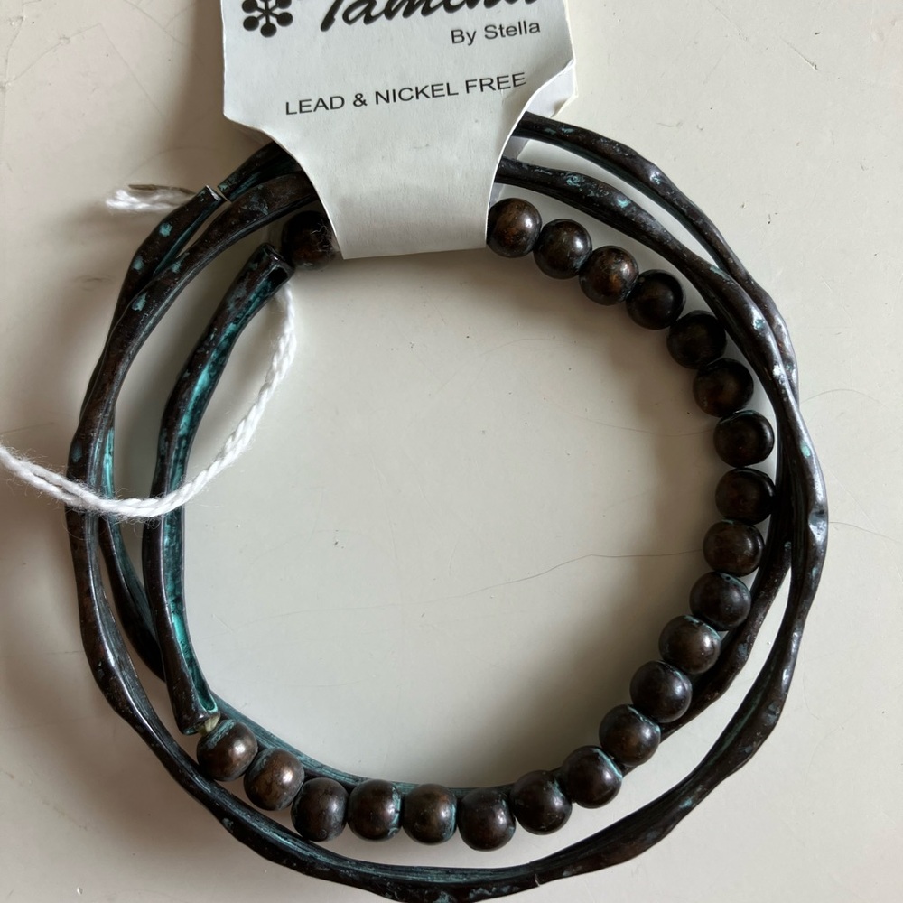 Turquoise and Black Patina Bangle Set